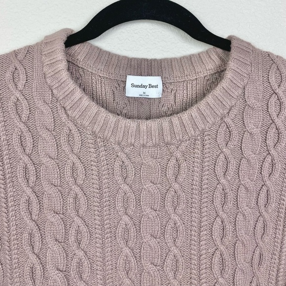 Sunday Best Women's Medium Peggy Sweater Cable Knit Oversized Deep Taupe Neutral - Picture 7 of 16